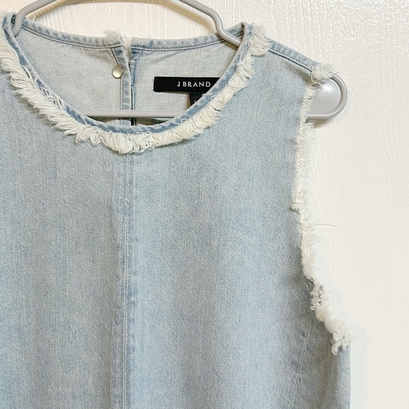 J. Brand Sleeveless Denim Fringe Top Size Large - Picture 3 of 7